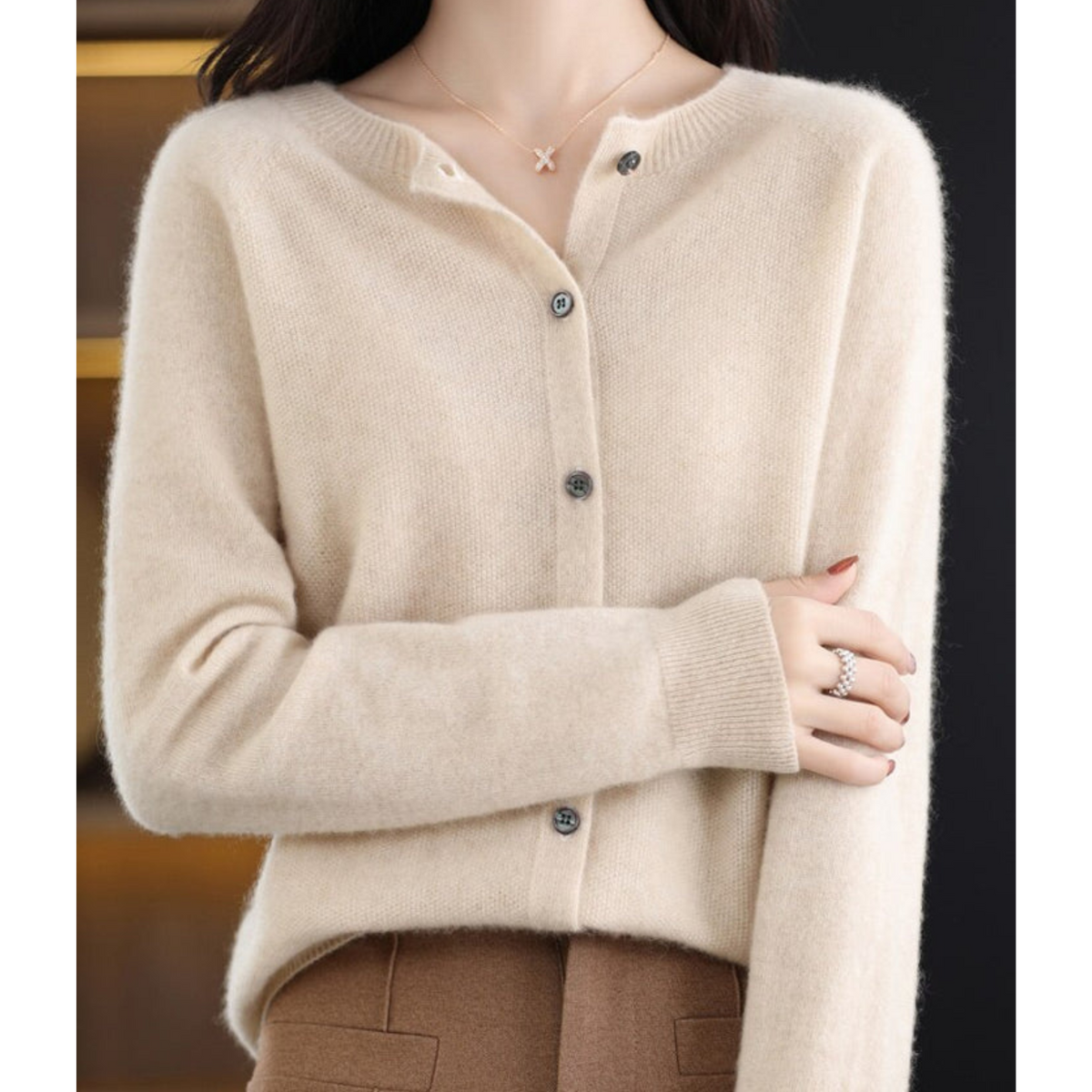 Cosy Merino Cashmere Blend Button Cardigan