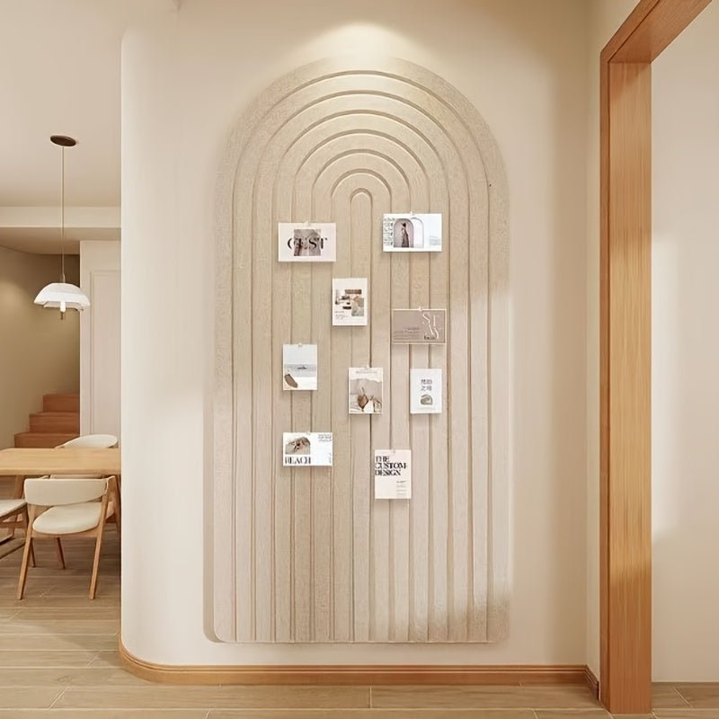 Curved Felt Pinboard Self-Adhesive Wall Organiser Memo Board with Striped Arch Design for Office Hallway and Bedroom