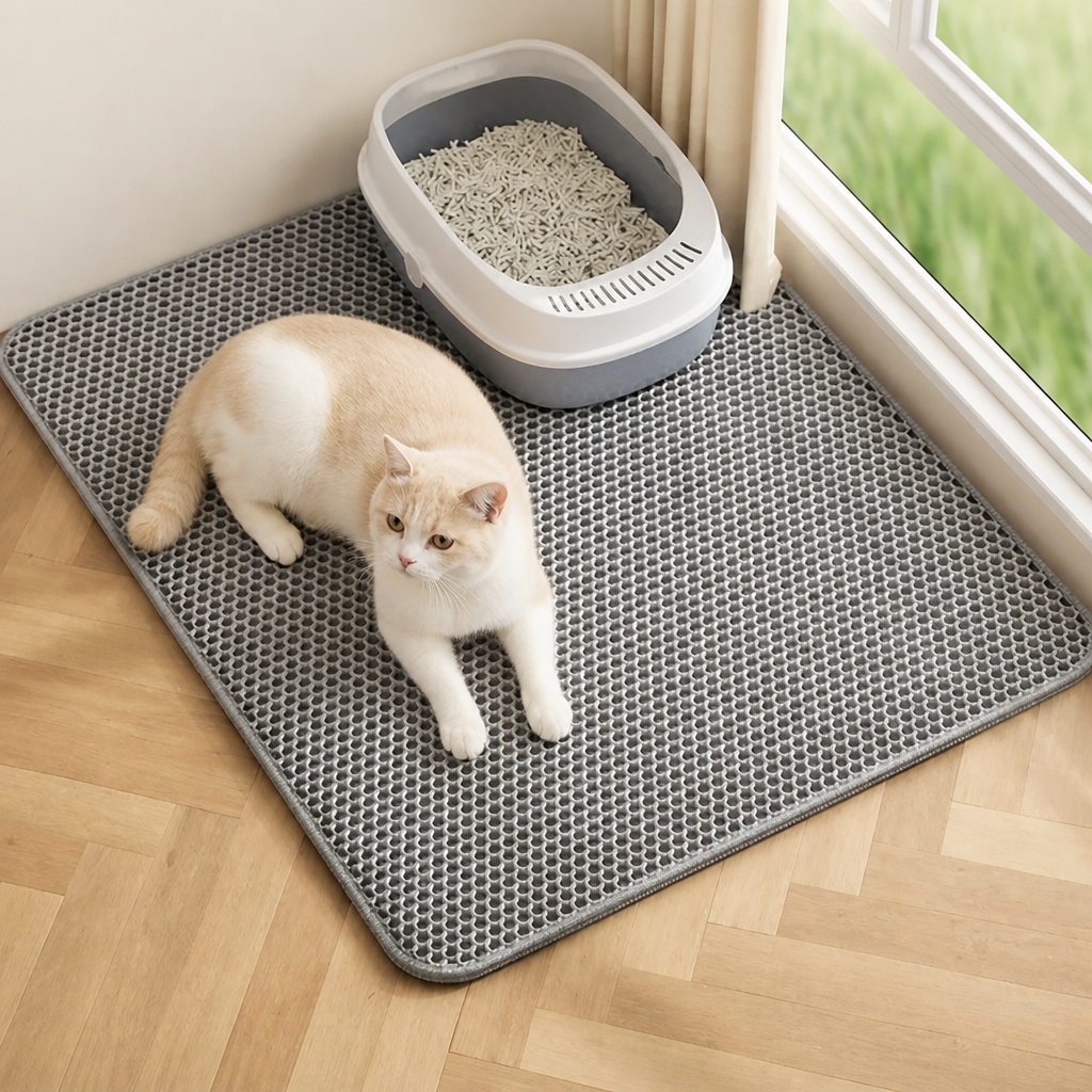 Double-layer honeycomb & waterproof cat litter mat