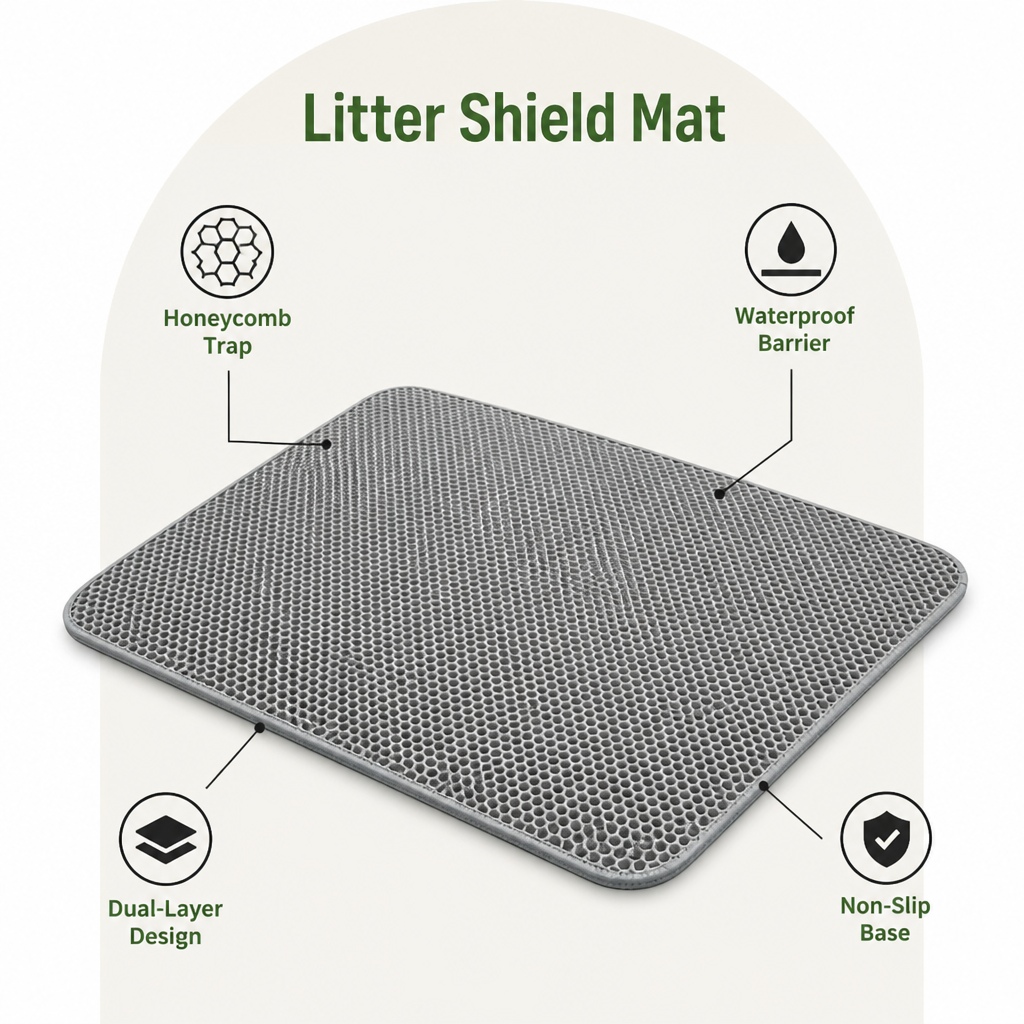Double-layer honeycomb & waterproof cat litter mat
