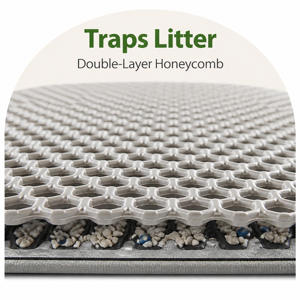Double-layer honeycomb & waterproof cat litter mat