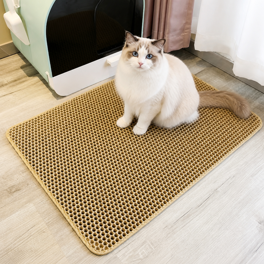 Double-layer honeycomb & waterproof cat litter mat