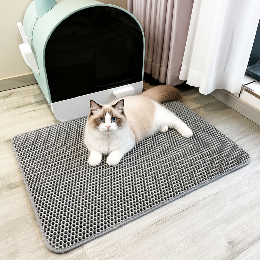 Double-layer honeycomb & waterproof cat litter mat