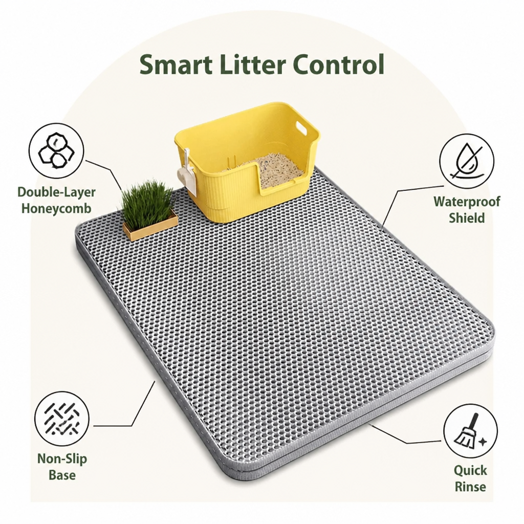 Double-Layer Waterproof & Non-Slip Litter Mat