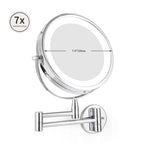 Dual-Arm LED Makeup Mirror, 1X & 7X Magnification, Wall-Mounted