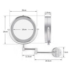 Dual-Arm LED Makeup Mirror, 1X & 7X Magnification, Wall-Mounted