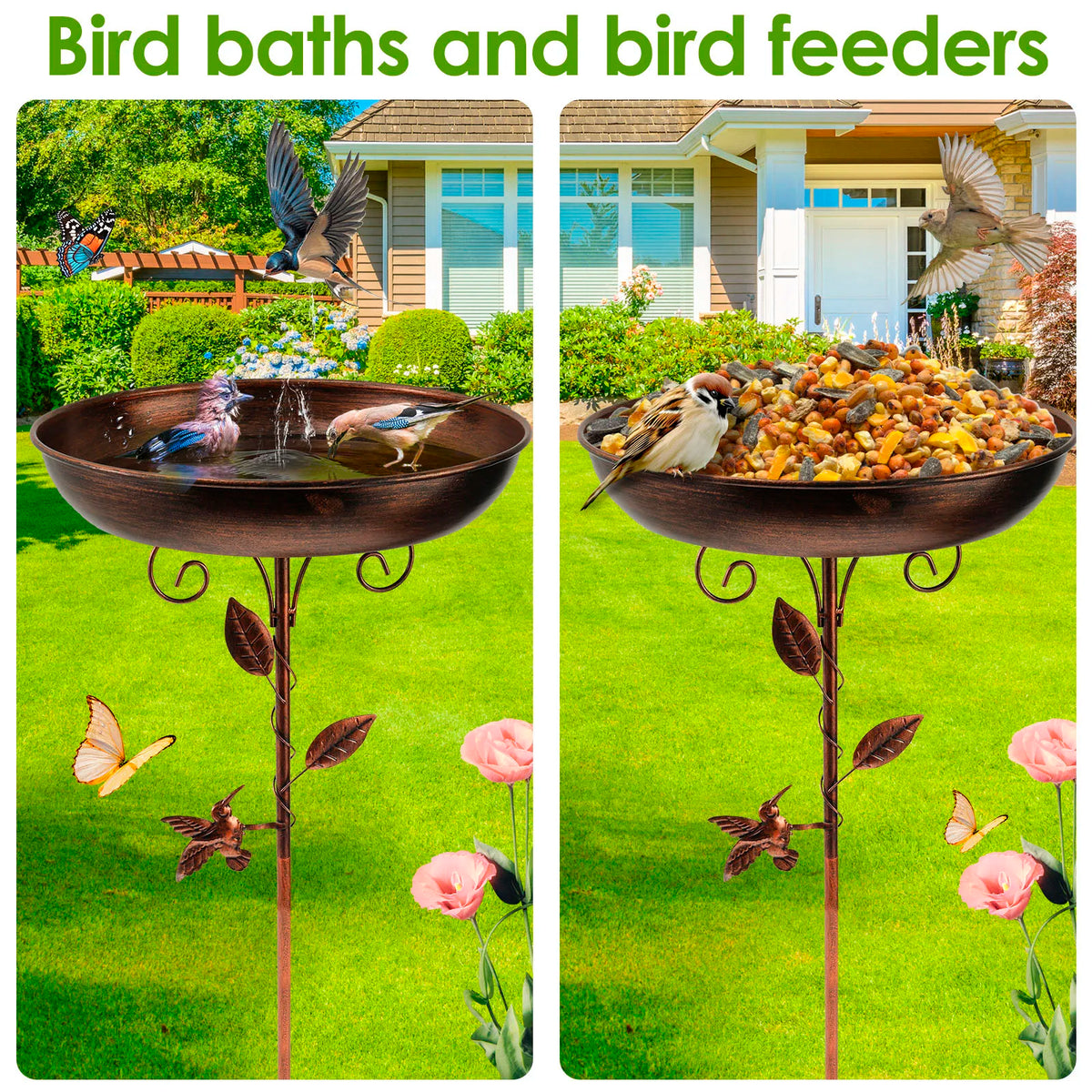 Elegant Garden Bird Bath with Adjustable Stand