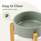Elevated Wooden Stand & Double Ceramic Dog Bowl