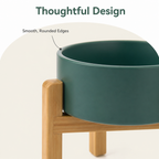Elevated Wooden Stand & Double Ceramic Dog Bowl