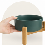 Elevated Wooden Stand & Double Ceramic Dog Bowl
