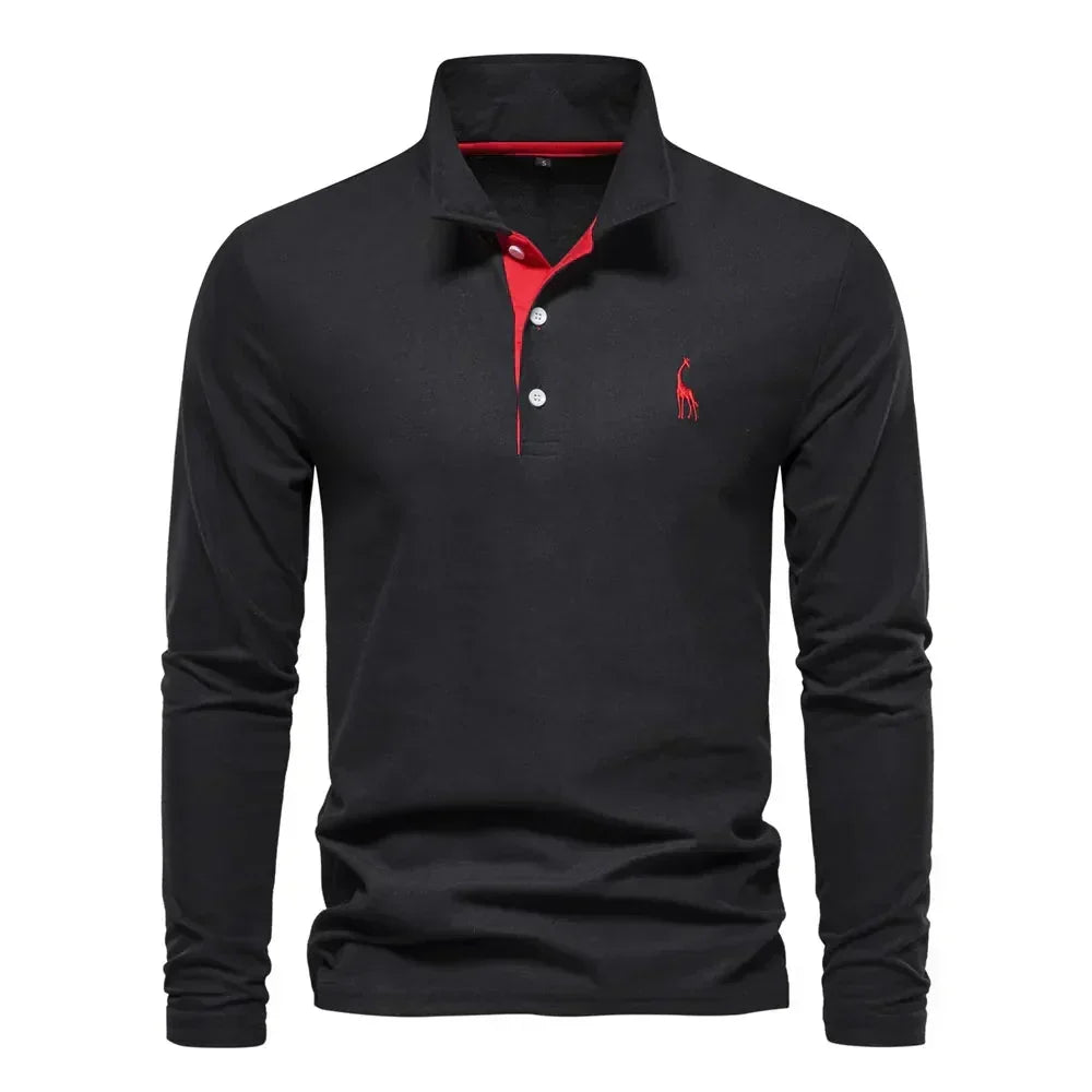 Embroidered Long Sleeve Polo