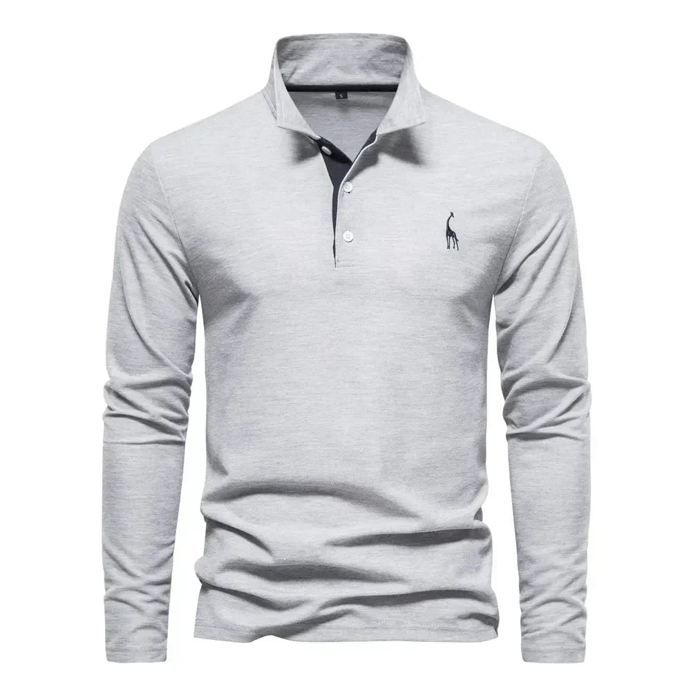 Embroidered Long Sleeve Polo