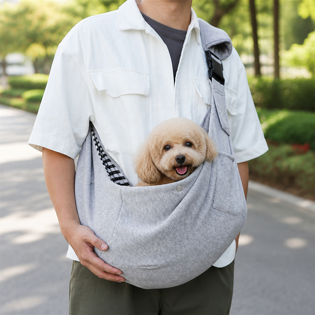 Ergonomic hands-free crossbody pet sling carrier (fits pets up to 6.5 kg)