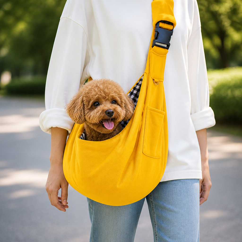 Ergonomic hands-free crossbody pet sling carrier (fits pets up to 6.5 kg)