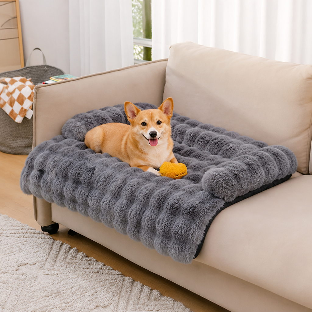 Fluffy Plush Washable Bolster Bed