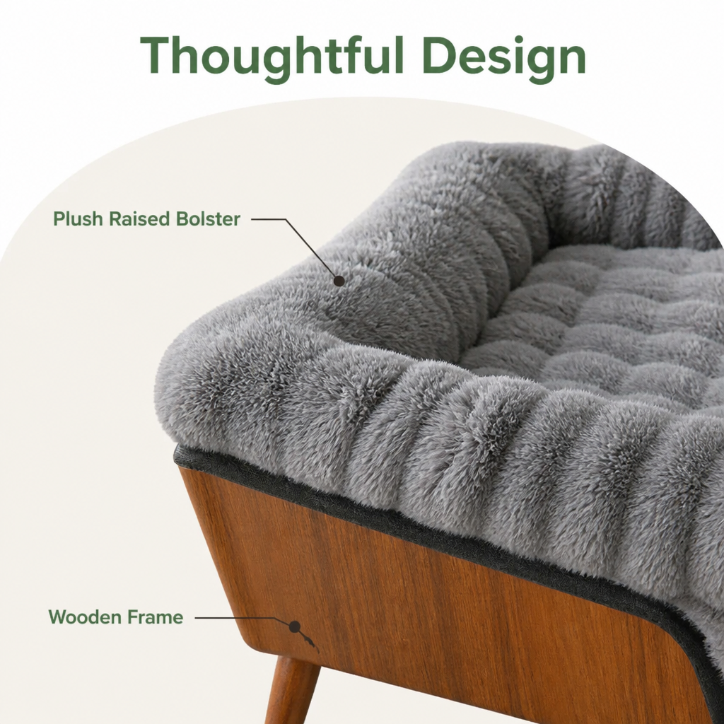 Fluffy Plush Washable Bolster Bed