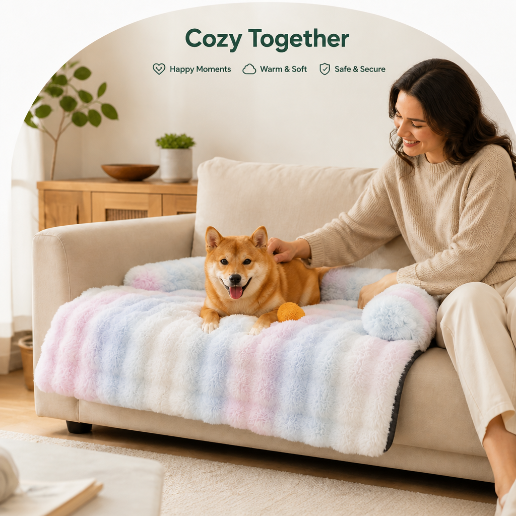 Fluffy Plush Washable Bolster Bed