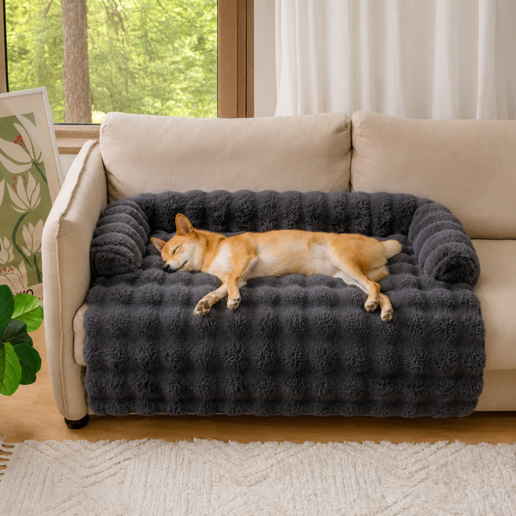 Fluffy Plush Washable Bolster Bed