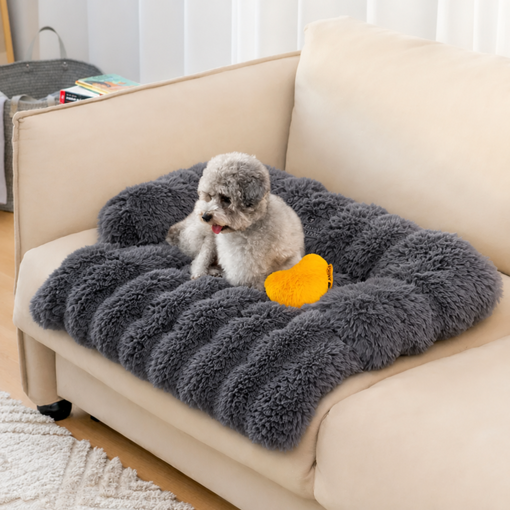 Fluffy Plush Washable Bolster Bed