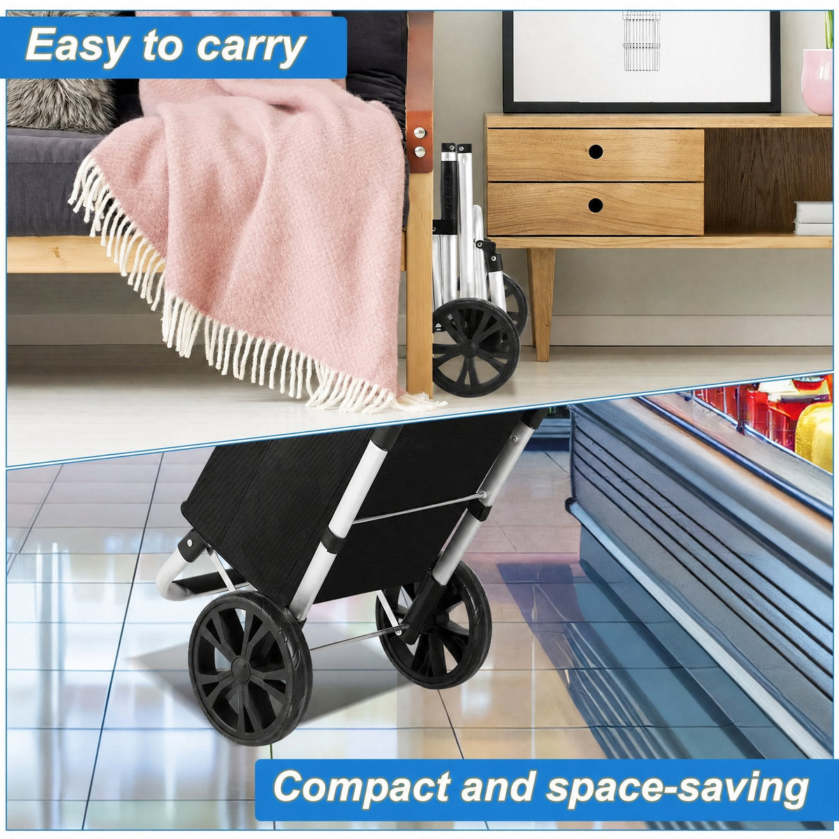 Folding 40 L Shopping Trolley