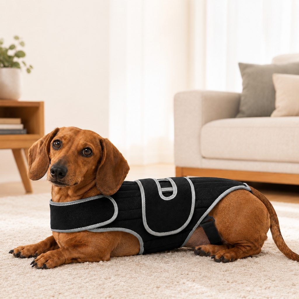 Full-length breathable & adjustable dog back support vest