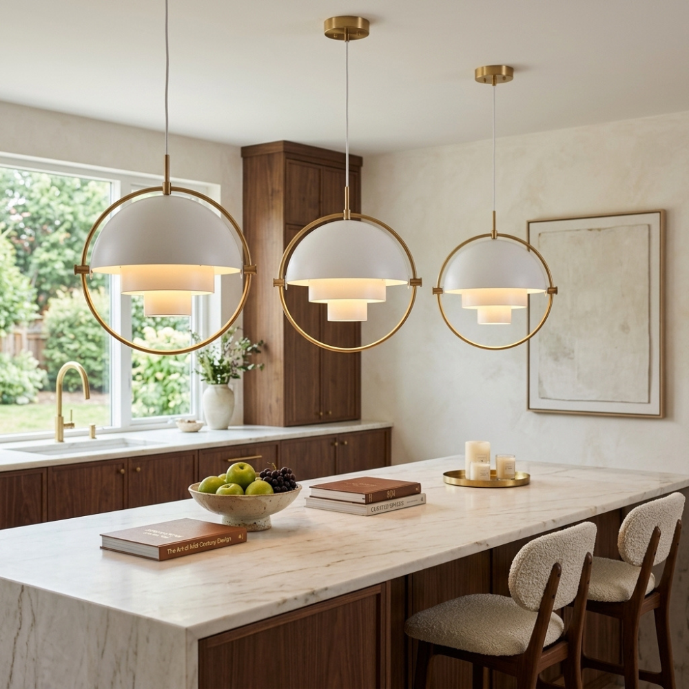 Geometric Pendant Light with Adjustable Sphere Bauhaus Modern Kitchen