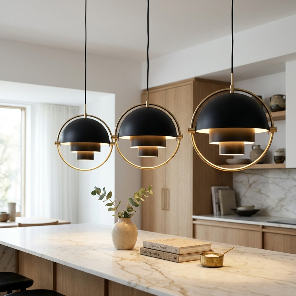 Geometric Pendant Light with Adjustable Sphere Bauhaus Modern Kitchen