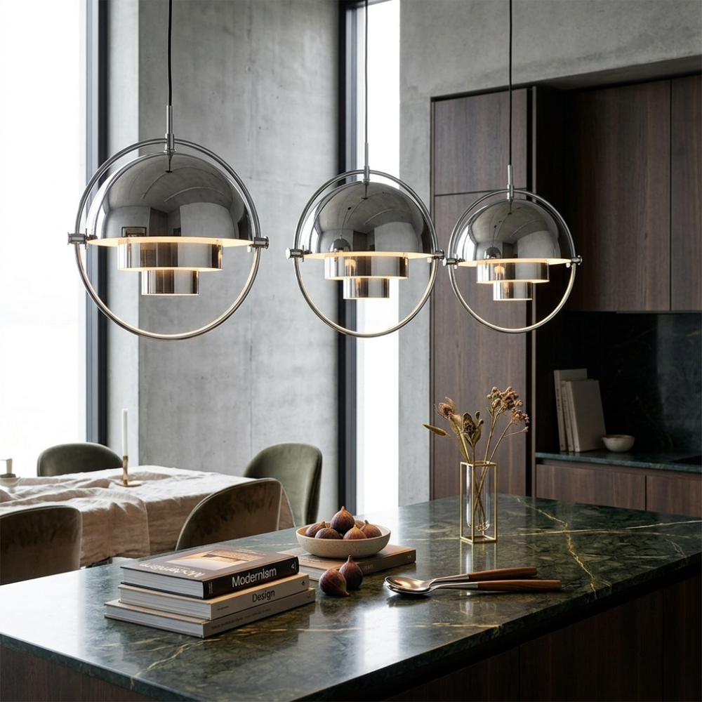Geometric Pendant Light with Adjustable Sphere Bauhaus Modern Kitchen