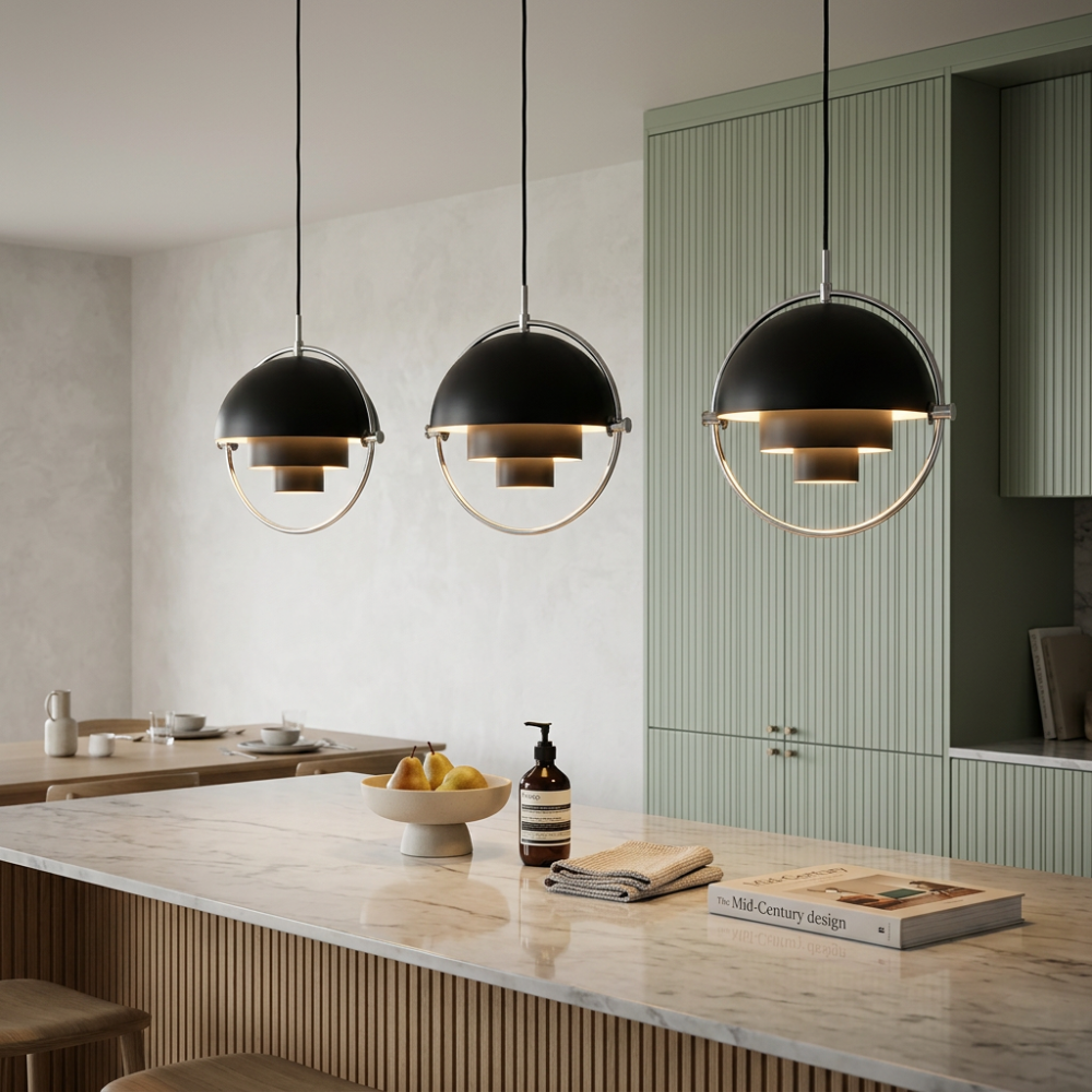 Geometric Pendant Light with Adjustable Sphere Bauhaus Modern Kitchen