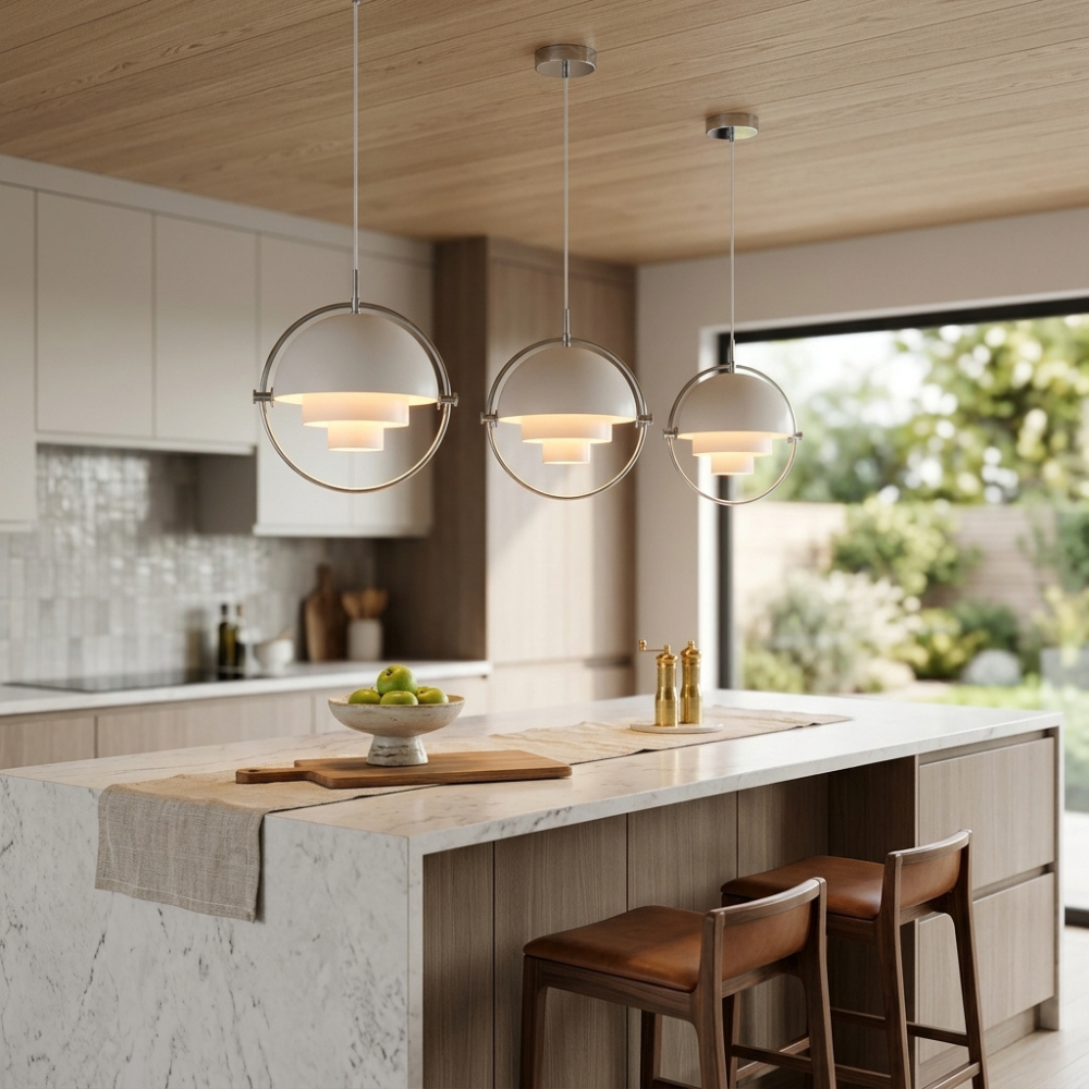 Geometric Pendant Light with Adjustable Sphere Bauhaus Modern Kitchen