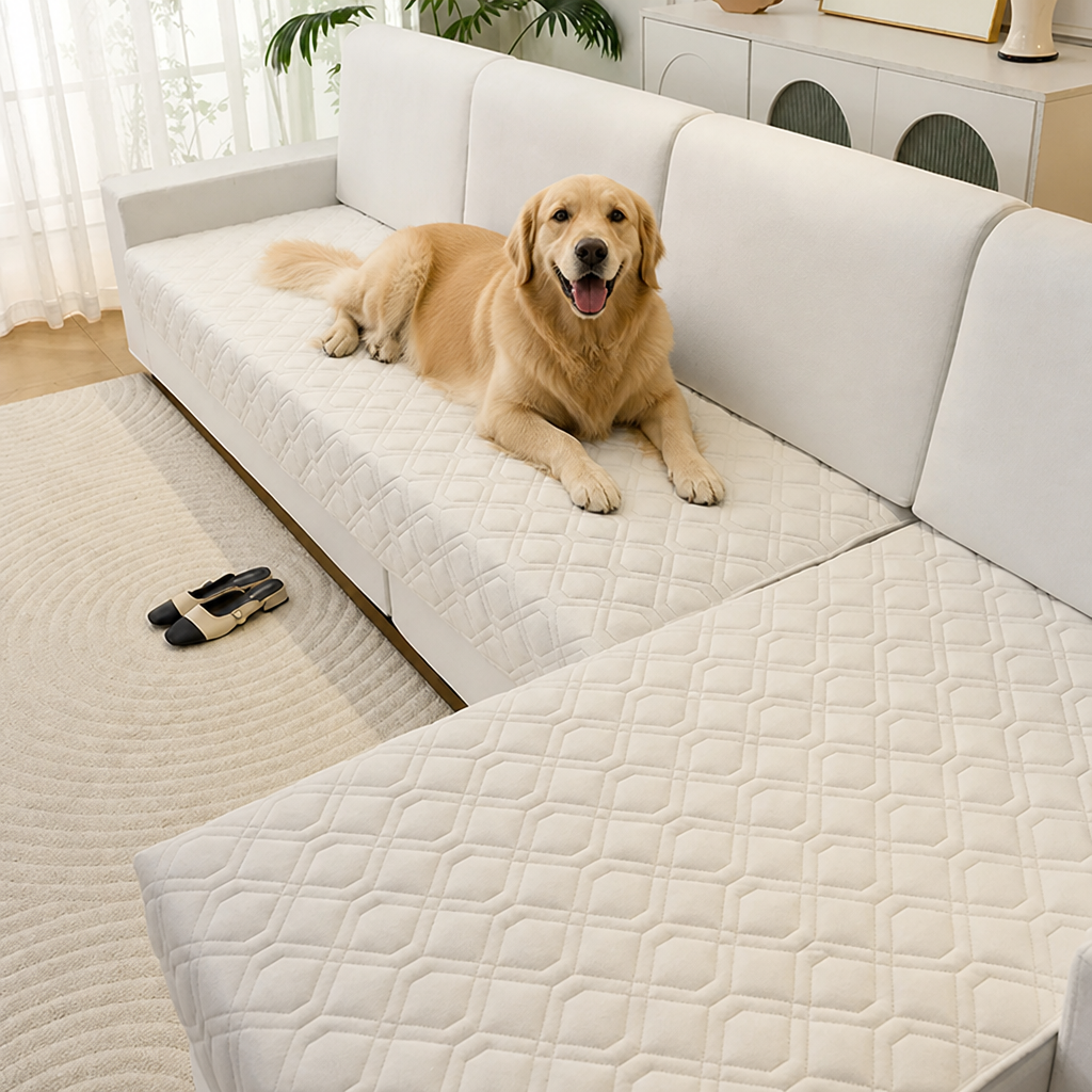 Geometric Scratch & Stain-Resistant Sofa Cover (L-Shaped)