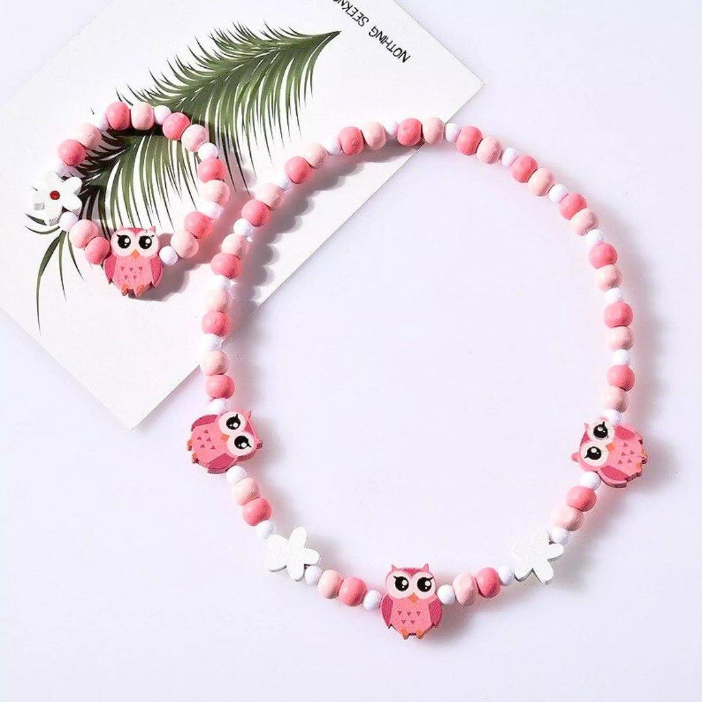 Girls' Wooden Animal Charm Necklace & Bracelet Set