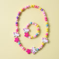 Girls' Wooden Animal Charm Necklace & Bracelet Set