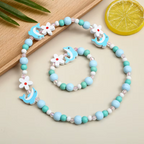 Girls' Wooden Animal Charm Necklace & Bracelet Set