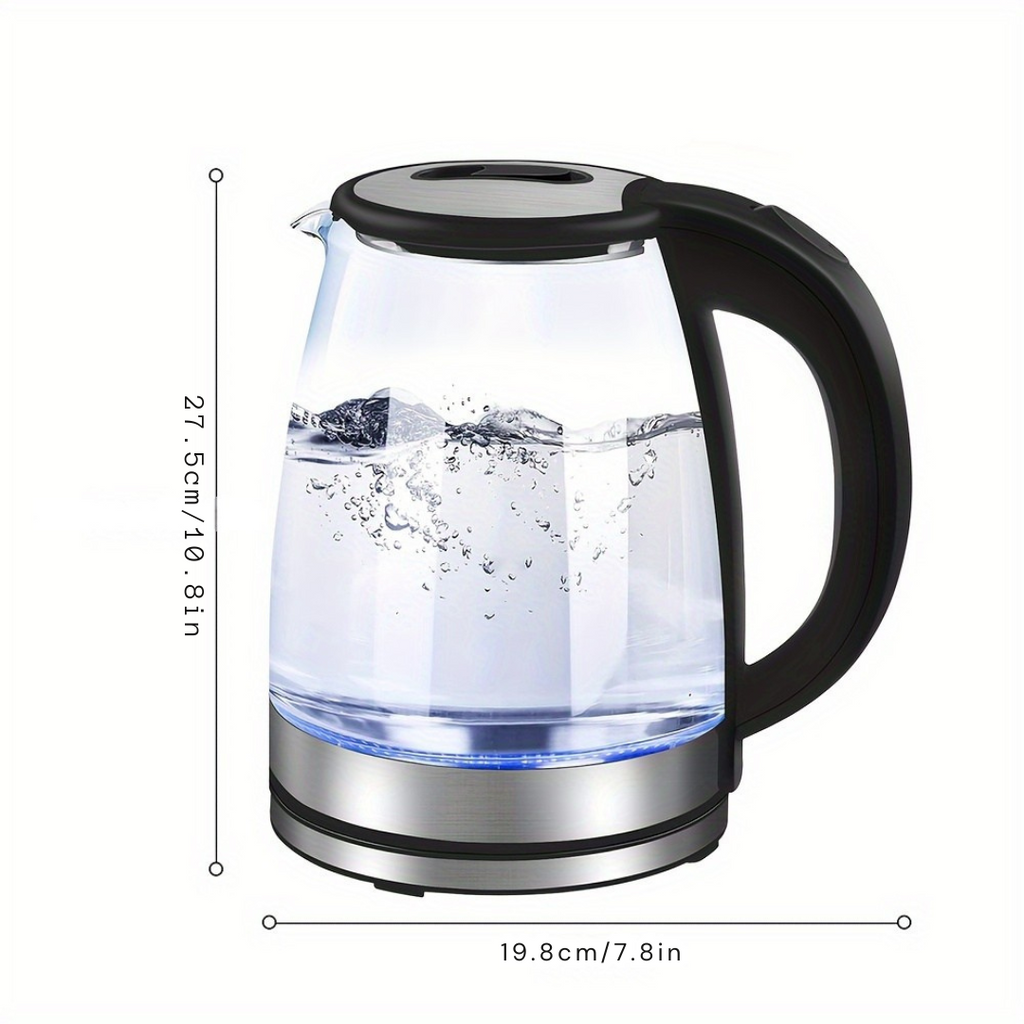 Glass Electric Kettle: Fast Boil 2 Litre, LED, Auto Shut-off