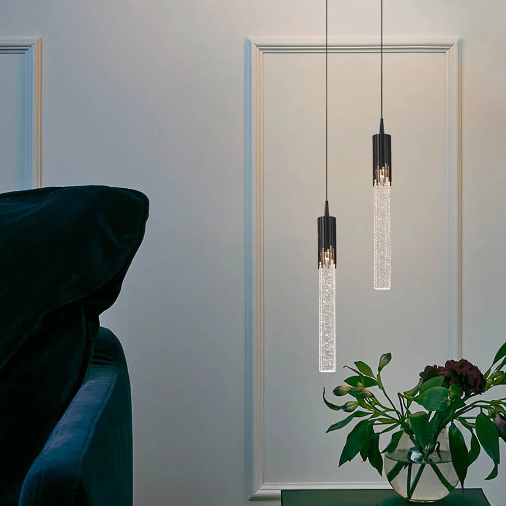 Glass Pendant Lamp Cylindrical Shape – 3000K Warm White, Adjustable 1.5 m Cable
