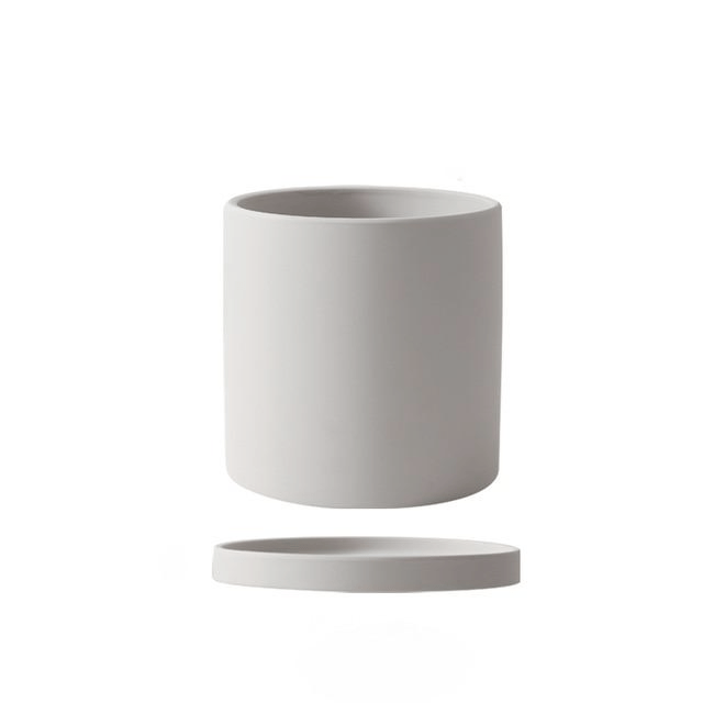 Matt Glazed Ceramic Plant Pot with Drainage Hole and Saucer