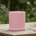 Matt Glazed Ceramic Plant Pot with Drainage Hole and Saucer