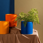 Matt Glazed Ceramic Plant Pot with Drainage Hole and Saucer