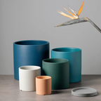 Matt Glazed Ceramic Plant Pot with Drainage Hole and Saucer