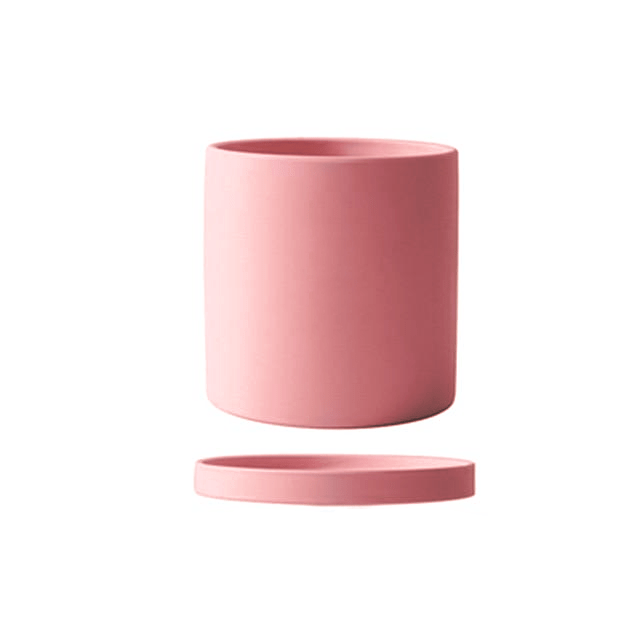 Matt Glazed Ceramic Plant Pot with Drainage Hole and Saucer