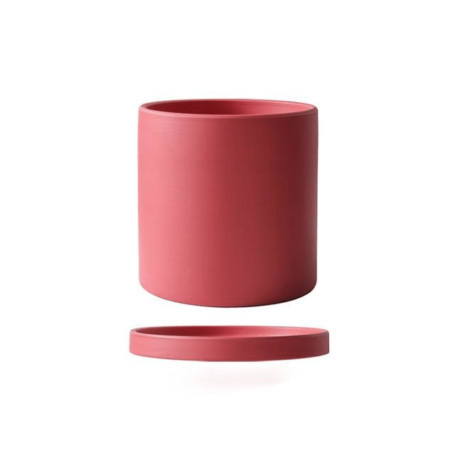 Matt Glazed Ceramic Plant Pot with Drainage Hole and Saucer