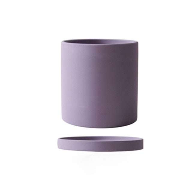 Matt Glazed Ceramic Plant Pot with Drainage Hole and Saucer