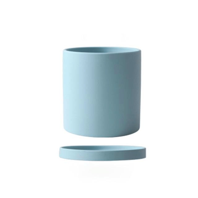 Matt Glazed Ceramic Plant Pot with Drainage Hole and Saucer