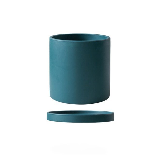 Matt Glazed Ceramic Plant Pot with Drainage Hole and Saucer
