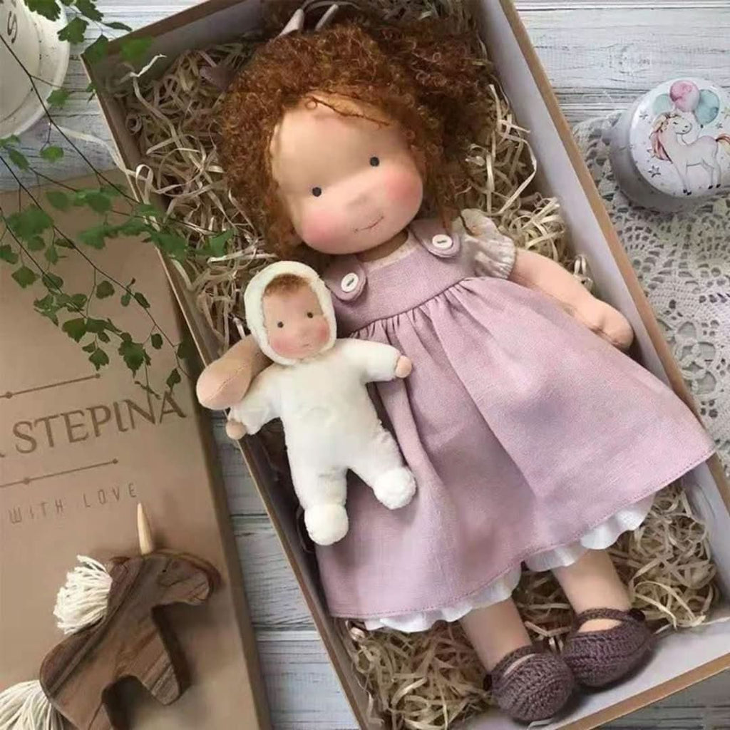 Handmade Waldorf Doll in Natural Materials – 30 cm