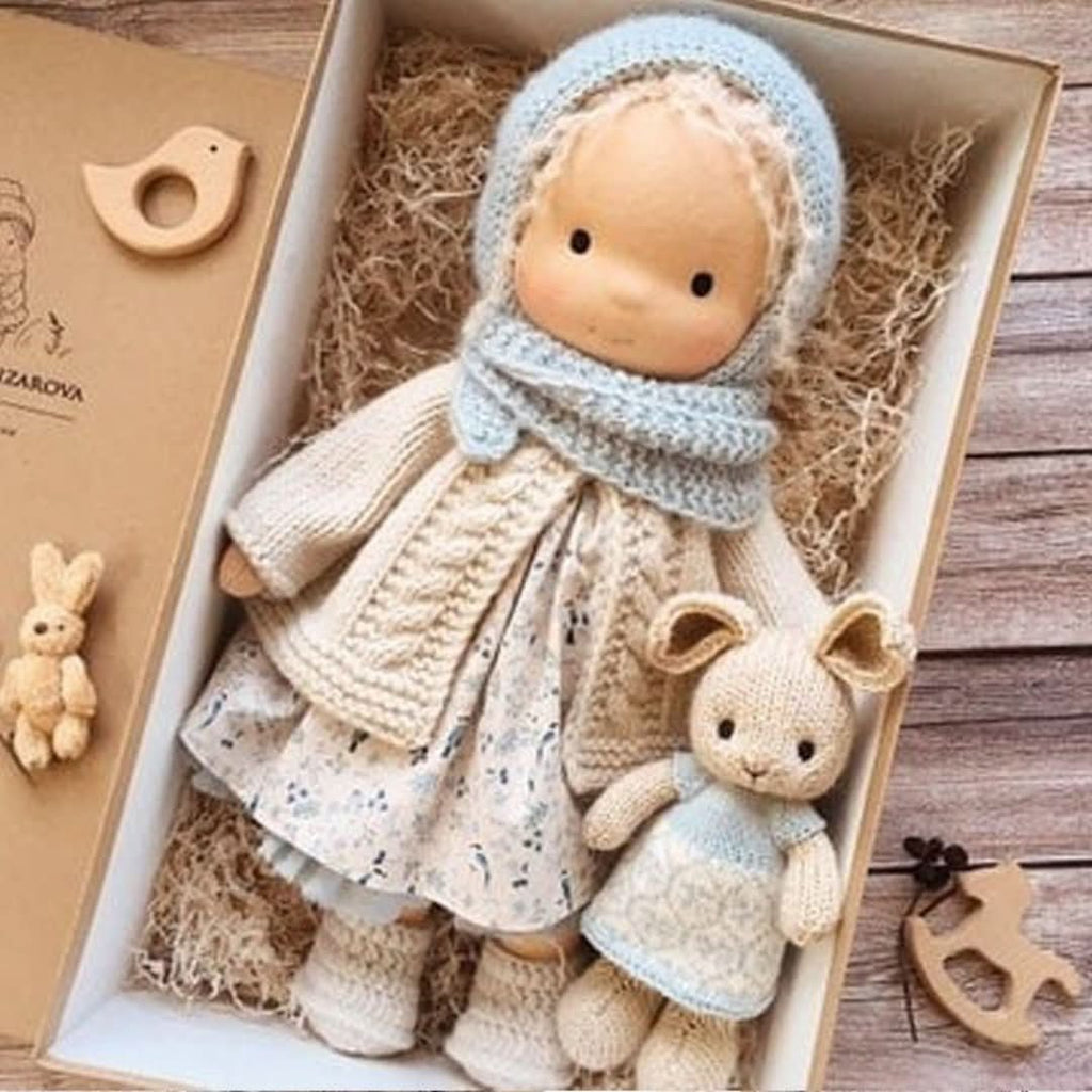 Handmade Waldorf Doll in Natural Materials – 30 cm