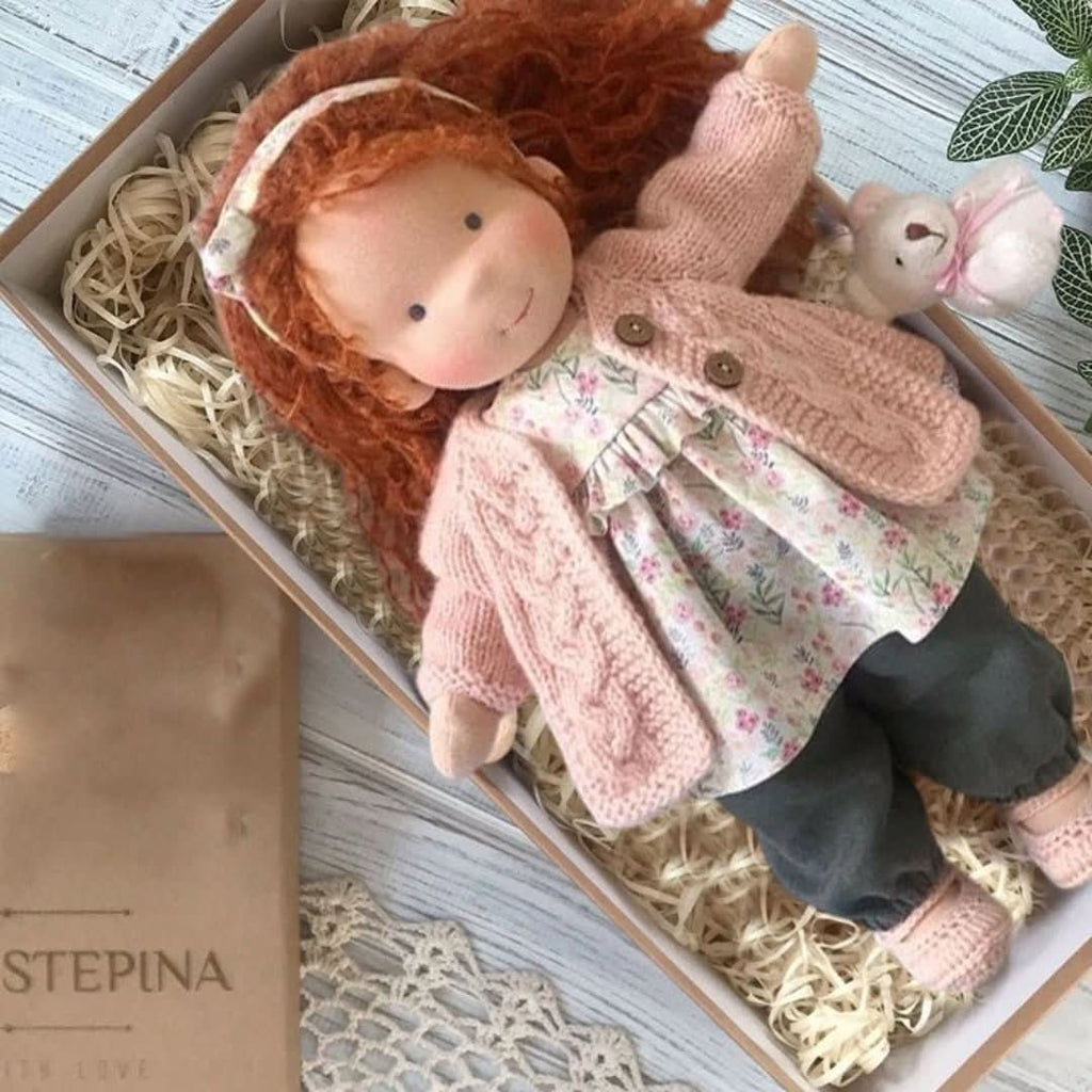 Handmade Waldorf Doll in Natural Materials – 30 cm