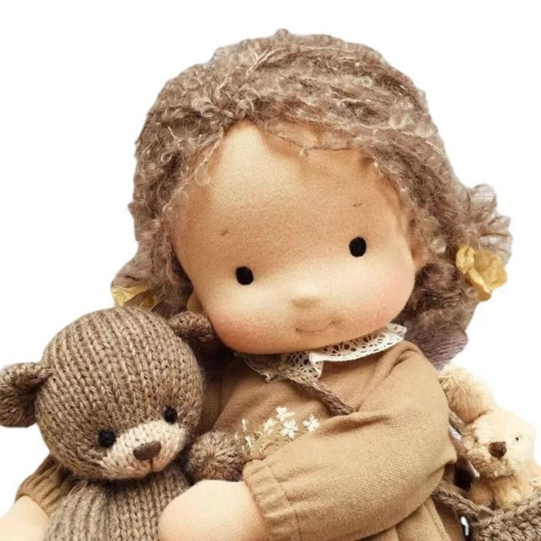 Handmade Waldorf Doll in Natural Materials – 30 cm