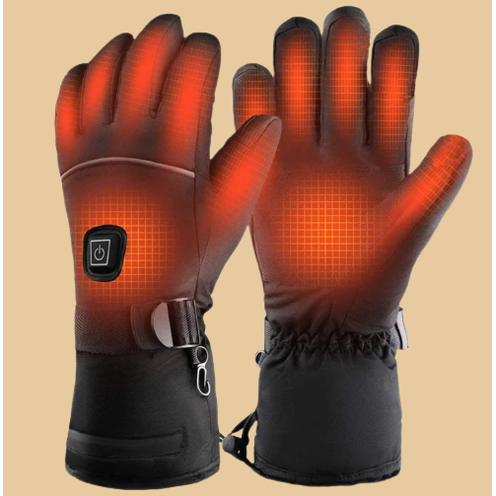 Heated gloves for cold hands with touchscreen fingertips and waterproof wrist strap